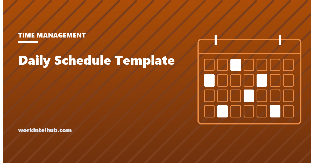 A printable daily schedule with half-hour rows, fixed items placed and open time left blank