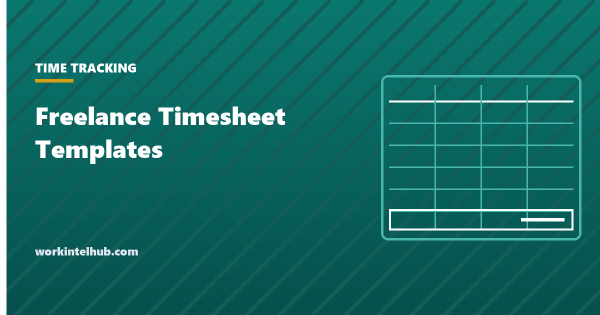 A freelance timesheet with project, task, hours and amount columns and a weekly total