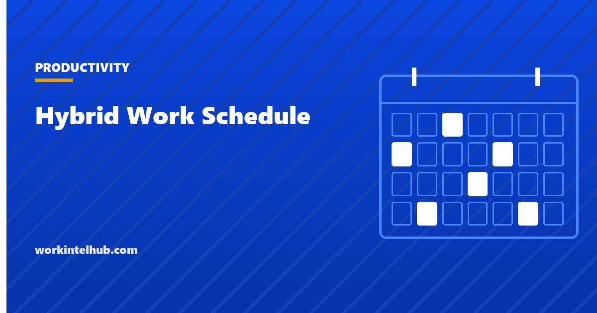 A weekly grid showing which days a hybrid team is in the office under different schedule models