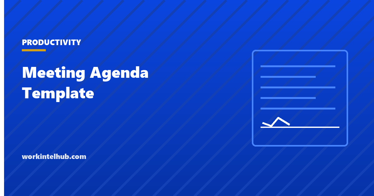A timed meeting agenda with purpose, owners, outcomes, a decision log and an action list