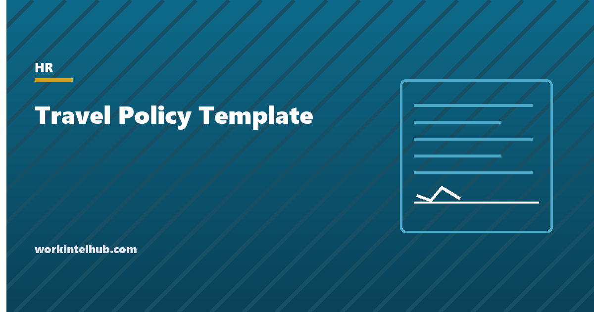 A business travel policy with sections for approval, booking, air, lodging, meals and travel-time pay