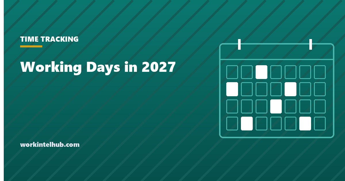 A 2027 calendar with weekdays counted and federal holidays marked out