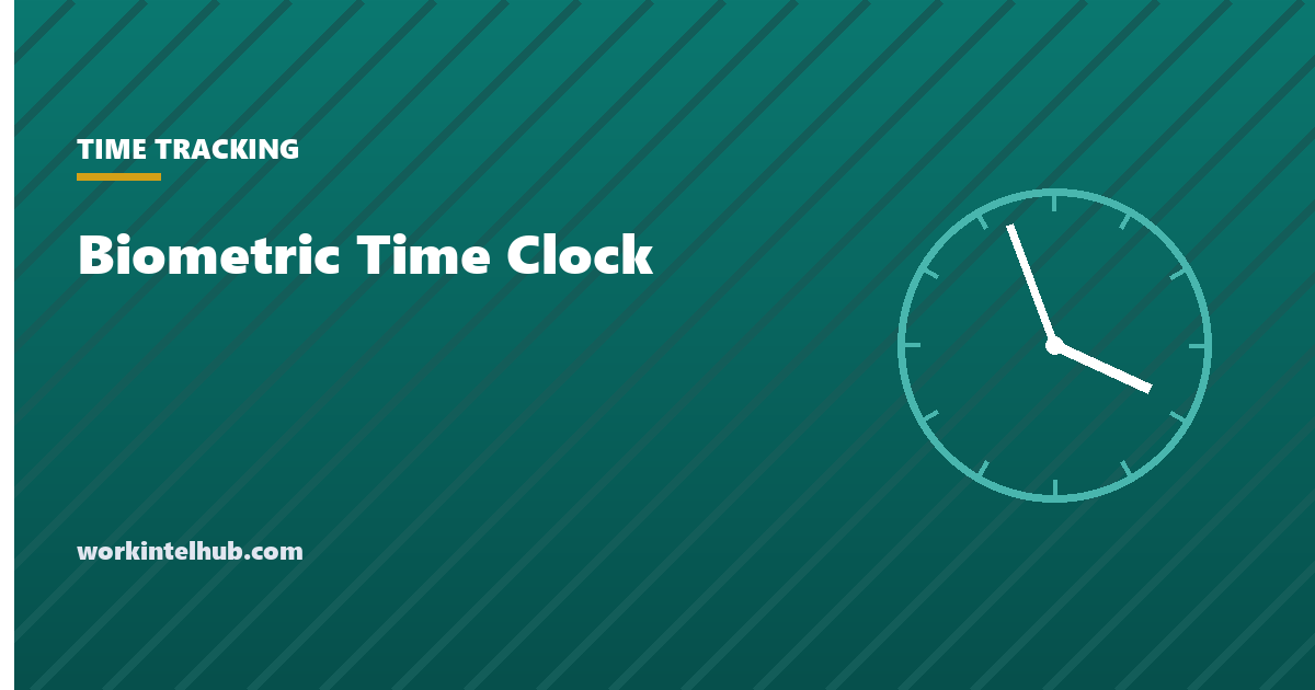 A wall-mounted time clock with a fingerprint reader and a written consent form beside it