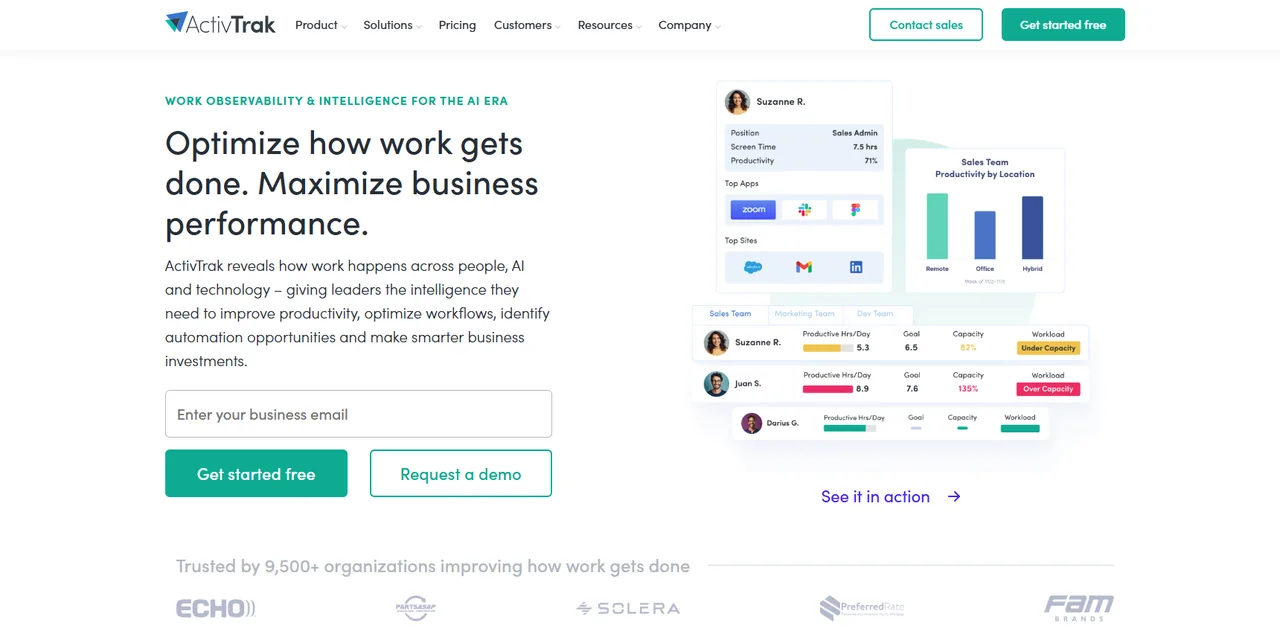 ActivTrak homepage