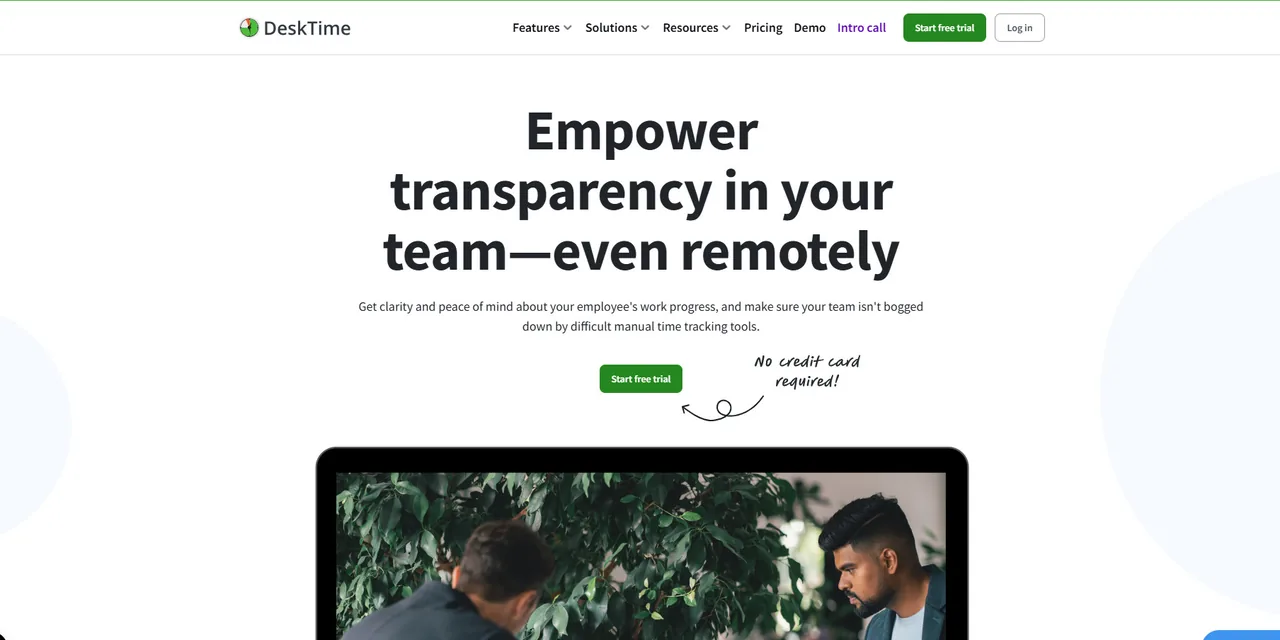 DeskTime homepage