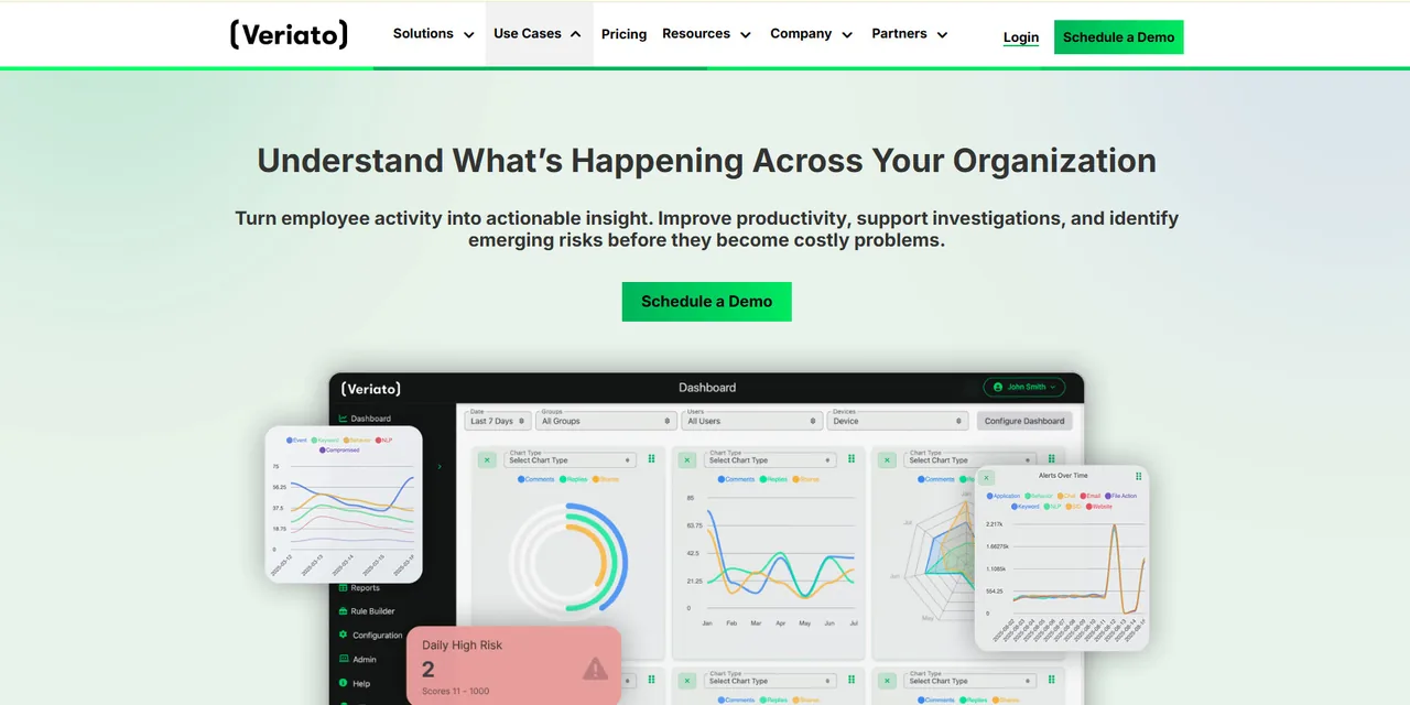 Veriato homepage