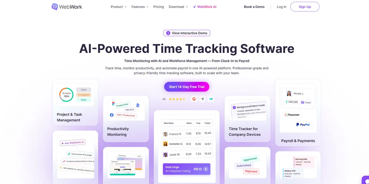 WebWork Time Tracker homepage
